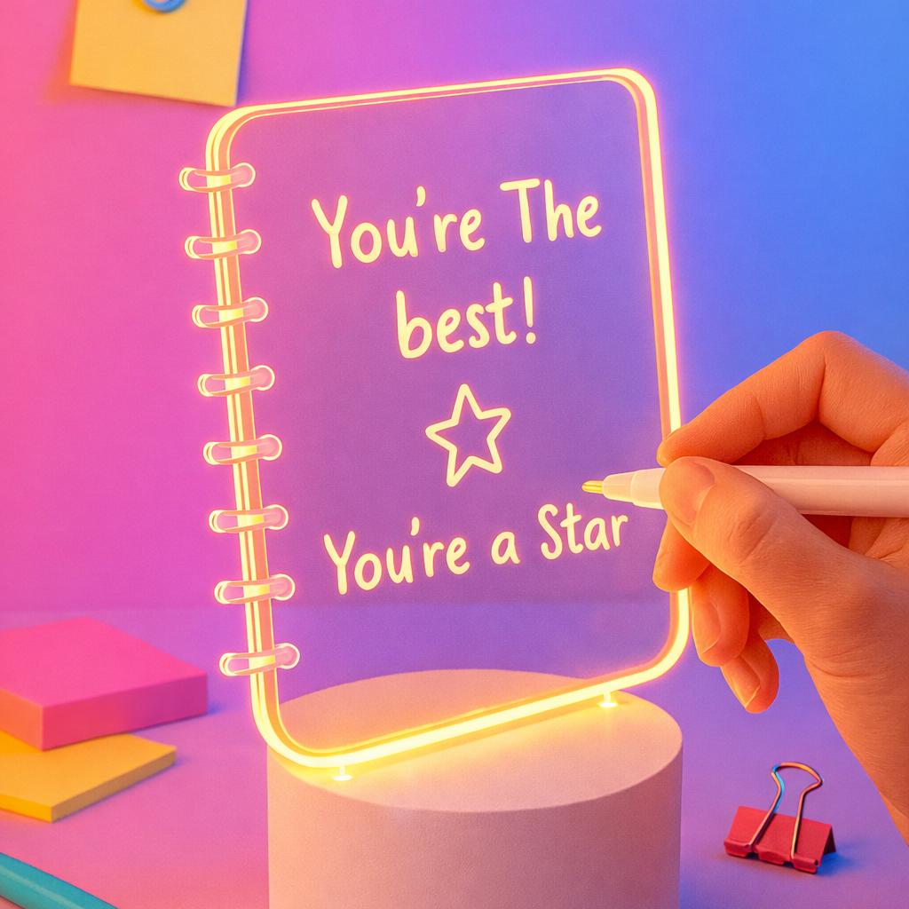 ai play Light-Up Note Board – Spiral Acrylic LED Writing Pad & Desk Lamp
