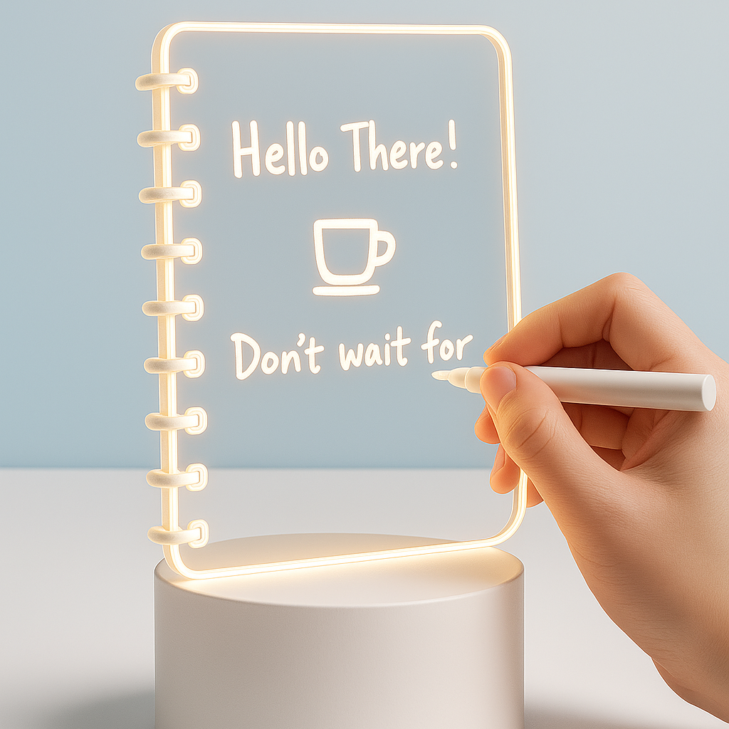 ai play Light-Up Note Board – Spiral Acrylic LED Writing Pad & Desk Lamp