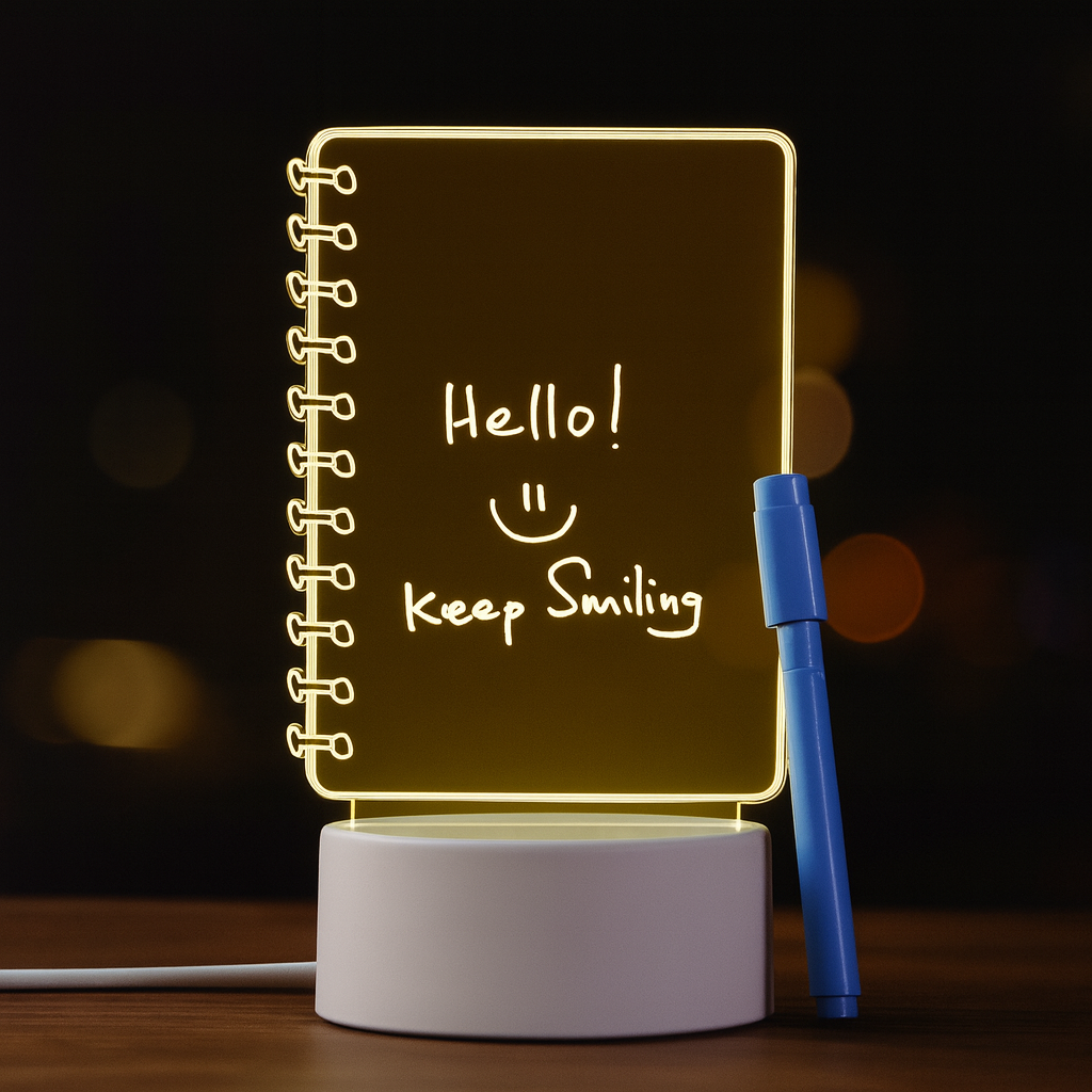 ai play Light-Up Note Board – Spiral Acrylic LED Writing Pad & Desk Lamp