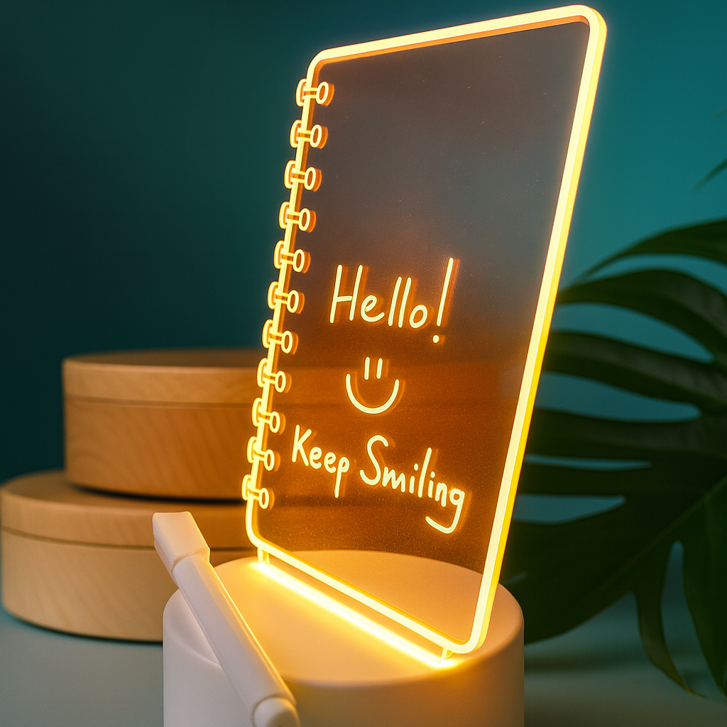 ai play Light-Up Note Board – Spiral Acrylic LED Writing Pad & Desk Lamp