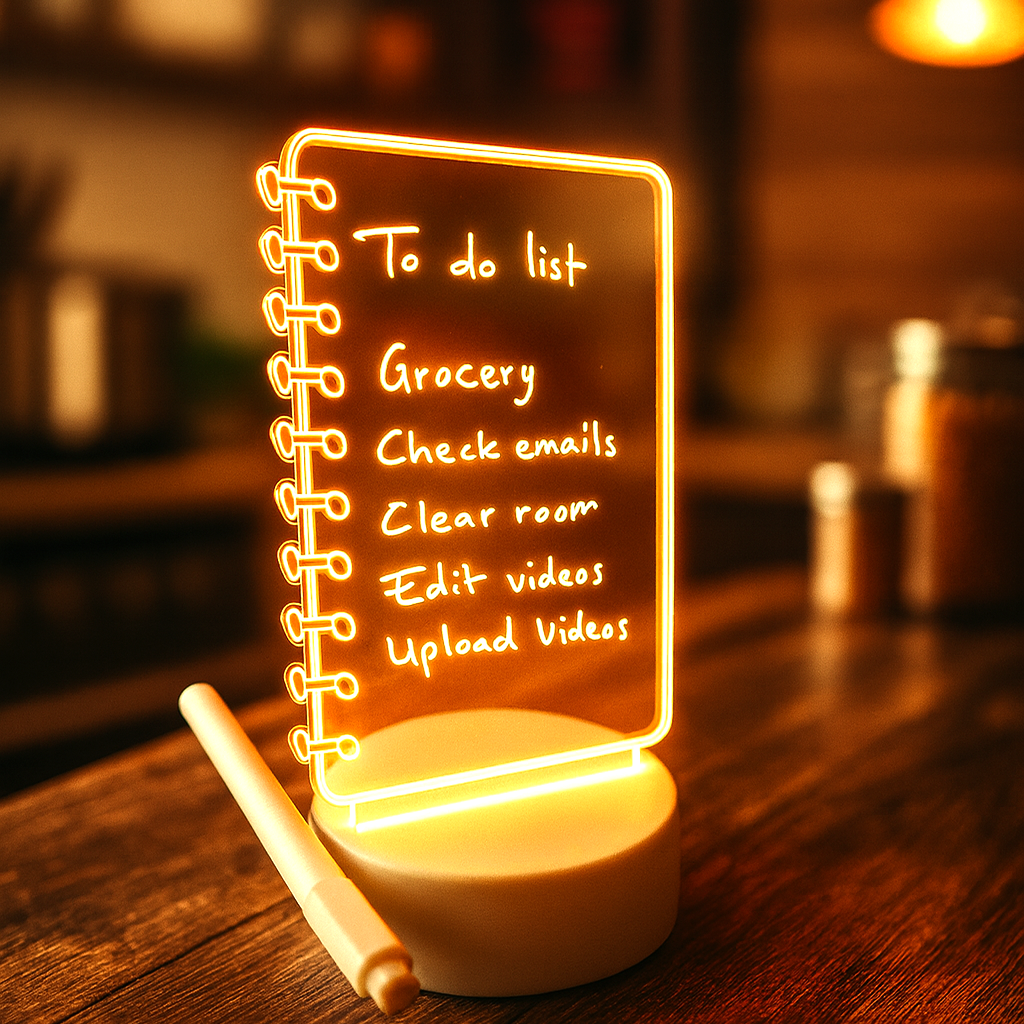 ai play Light-Up Note Board – Spiral Acrylic LED Writing Pad & Desk Lamp