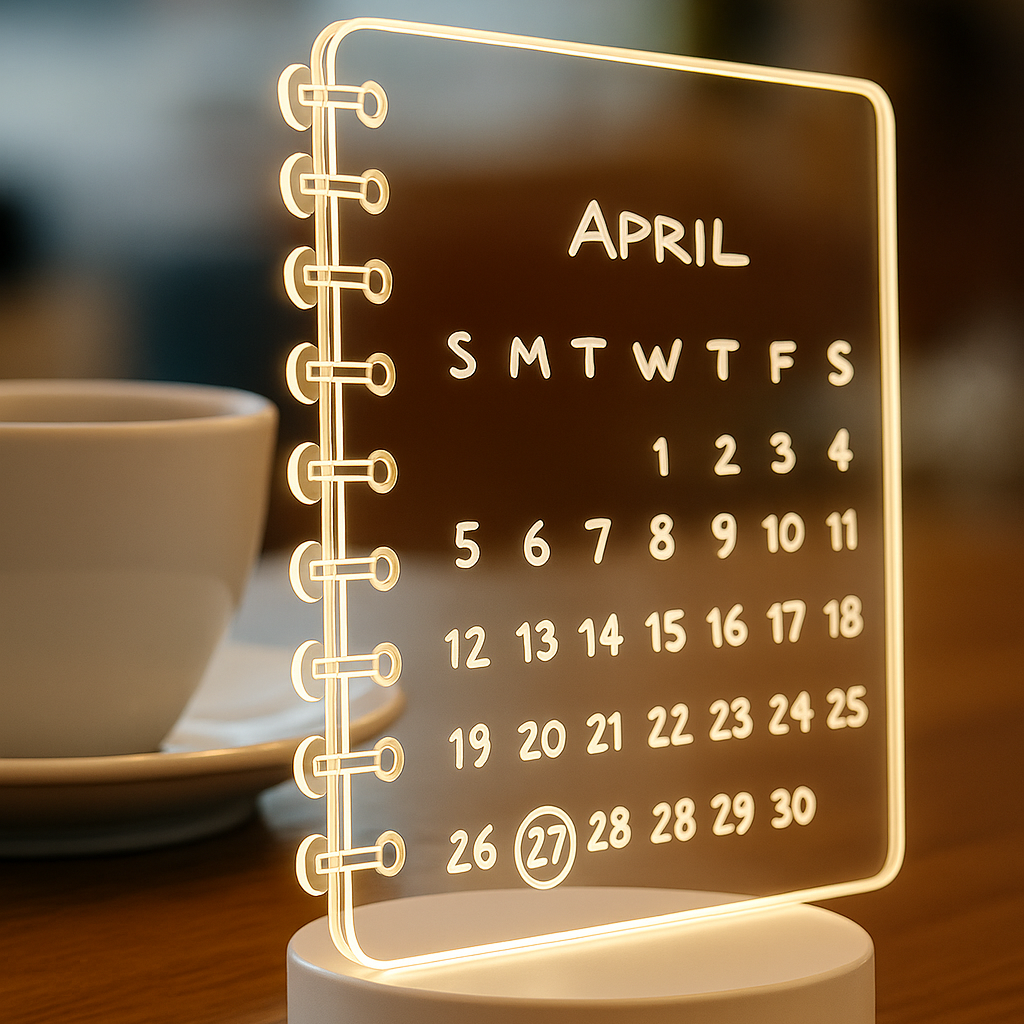 ai play Light-Up Note Board – Spiral Acrylic LED Writing Pad & Desk Lamp