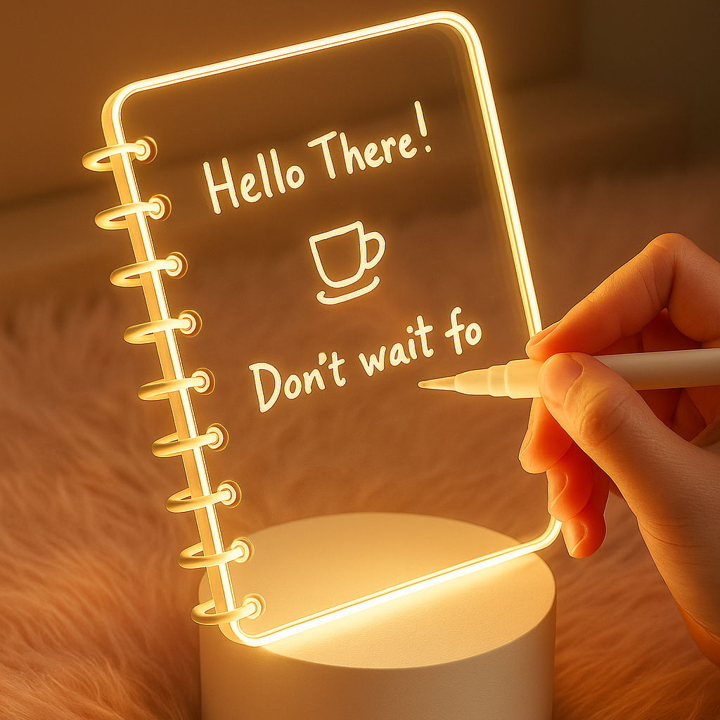 ai play Light-Up Note Board – Spiral Acrylic LED Writing Pad & Desk Lamp